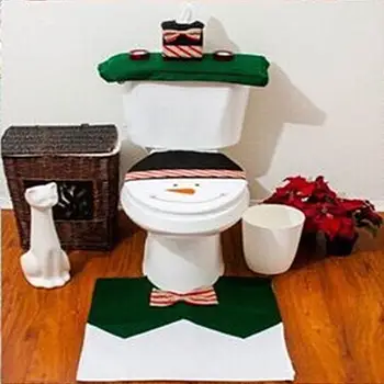 

1set Christmas Fancy Santa Toilet Seat Cover Rug Bathroom Set Hot Contour Rug Natal Navidad Decoracion New Year christmas gift