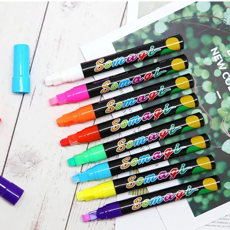 Nontoxic Florescent Liquid Chalk Markers Erasable Pens Kids Adult Art  Windows