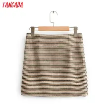 Tangada, Женская клетчатая мини юбка, faldas mujer, винтажная, на молнии сзади, офисная, для девушек, элегантная, шикарная, короткая юбка, QJ130