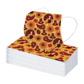 

Fashion Disposable Masks Unisex Turkey Printed Mask Adults Thanksgiving Soft Masks Personal 3-layer Non-woven Masks Mascarilla