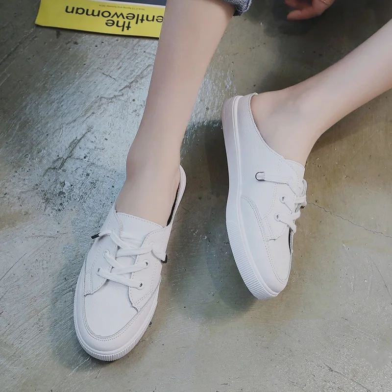 

Online Celebrity ban tuo xie Women's 2019 New Style Korean-style Versatile Students Flat Canvas Shoes Fashion Casual Shoes White