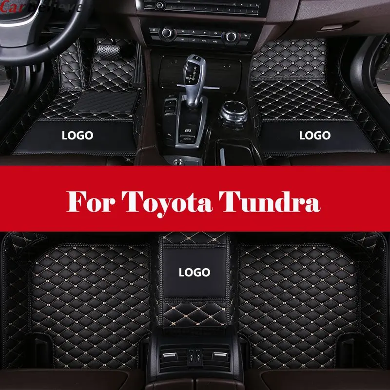 

Embroidery LOGO Custom Leather car floor Foot mat waterproof car accessories styling For Toyota Tundra