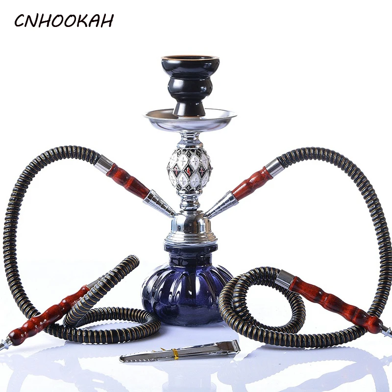 

CNHOOKAH Double Plastic Pipe shisha Glass Base Hookah Arab cachimba KTV Bar Hookahs Ceramics Bowl narguilé Get Together Gift Box