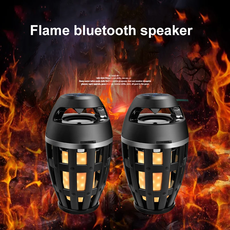

Flame Table Lamp Bluetooth Speaker New USB Charging FM Radio Function Subwoofer Outdoor Waterproof LED Wireless Audio Creative