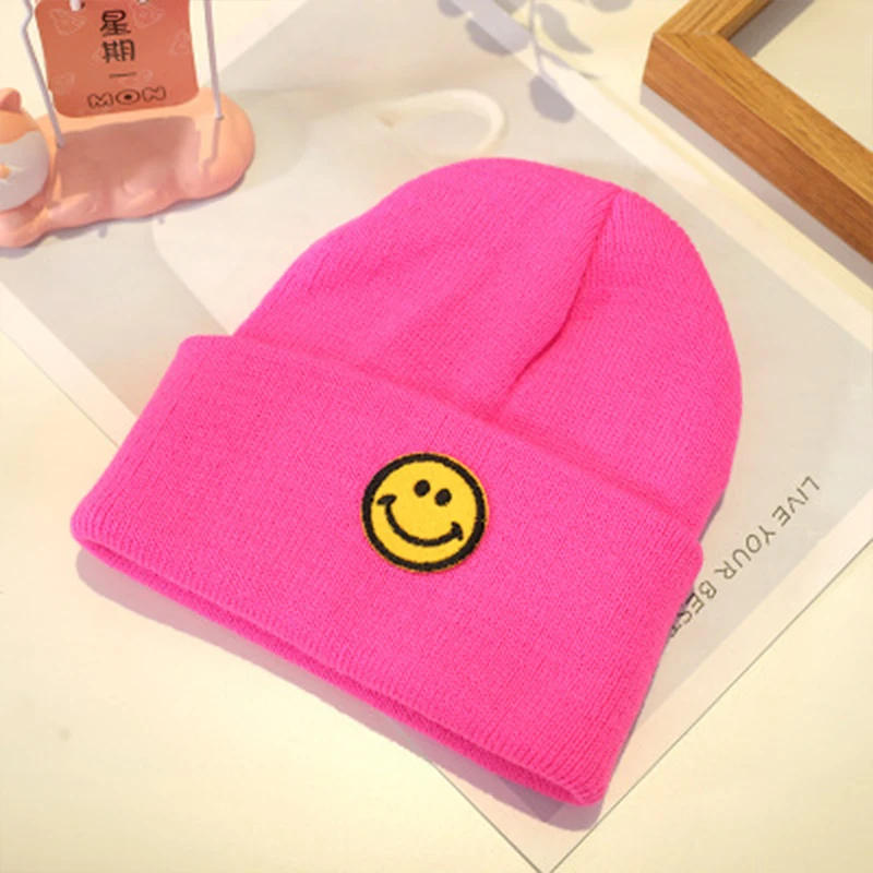 Улыбка детская зимняя шапка Skullies Beanies вязаные для детей детские шапки крючком Твердые Детские шапки шапочки аксессуары для волос