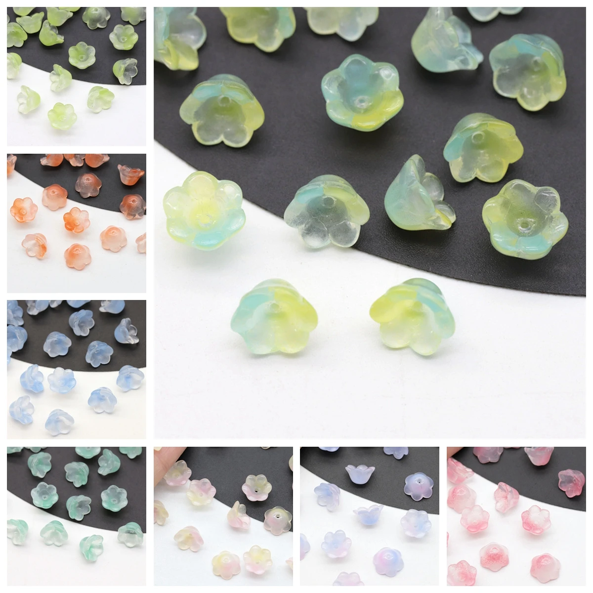 

10pcs 12mm Flower Shape Lampwork Crystal Glass Loose Beads for Jewelry Making DIY Crafts Findings