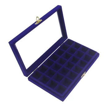 

Jewelry Box Organizer Display Storage case with Lock Clear Lid Velvet