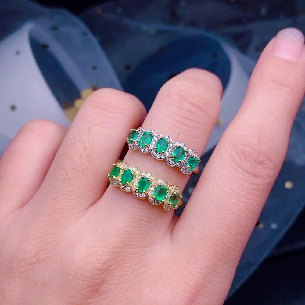 SHILOVEM 925 sterling silver Natural Emerald rings classic fine Jewelry women wedding plant wholesale new 3*4mm dj0304928agml