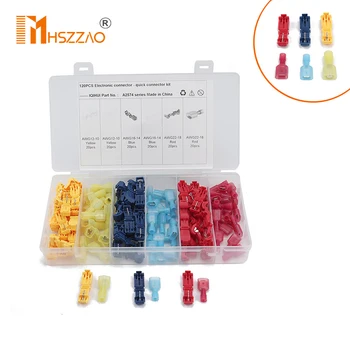 

120 Pcs T-type Break-Free quick Connection Terminal Combination Connector Joint For Car Motorcycle RV Household Appliances