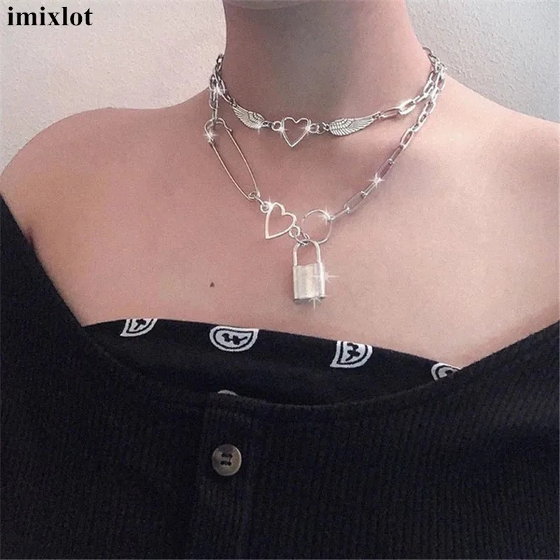 Dropship Kpop Vintage Harajuku Goth Metal Heart Neck Chains Choker Grunge  Necklaces For Women Egirl Cosplay Aesthetic Accessories Jewelry to Sell  Online at a Lower Price