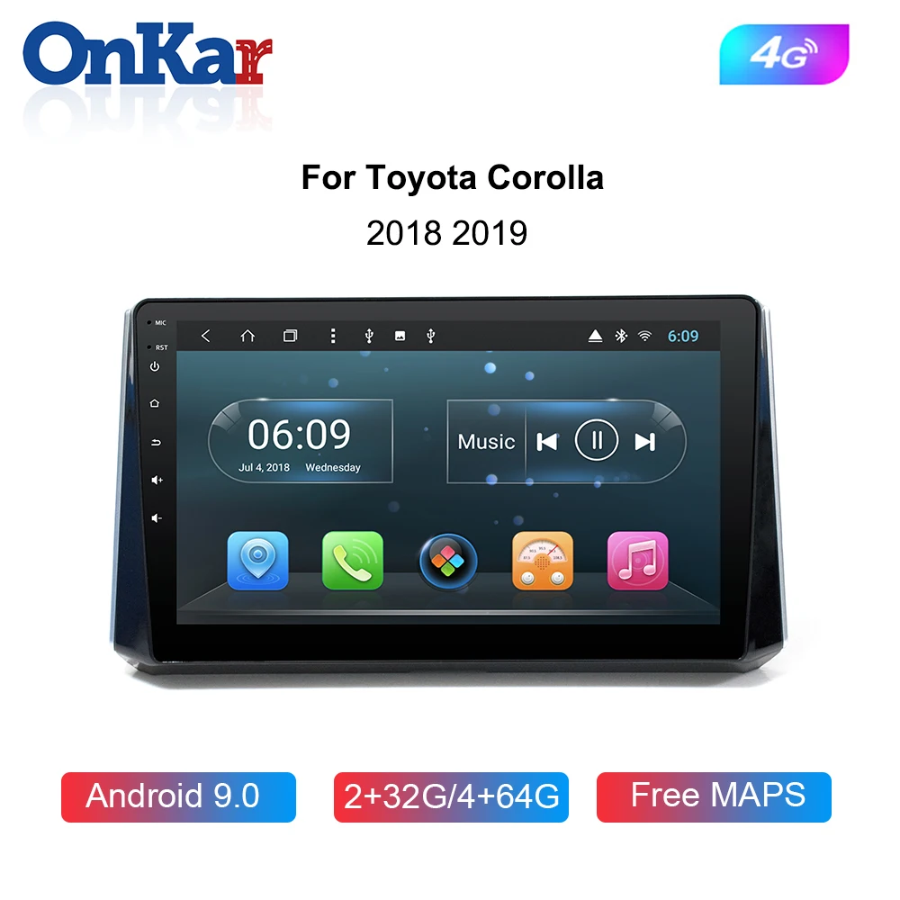 ONKAR автомобильный 1 din Android 9 0 GPS радио для Toyota Corolla 2018 2019 Автомобильный