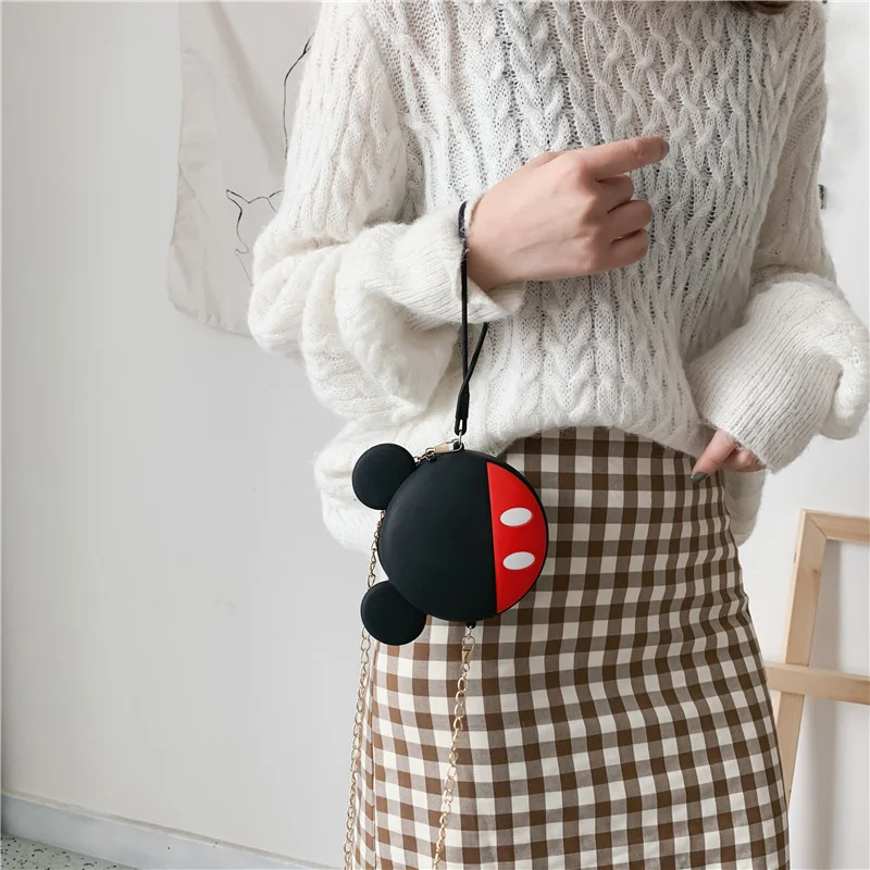 Kawaii мини-сумка через плечо, мультяшная сумка на молнии из силикагеля, модный кошелек для монет для девочек, кошелек на цепочке, брелок для ключей, подарки для детей