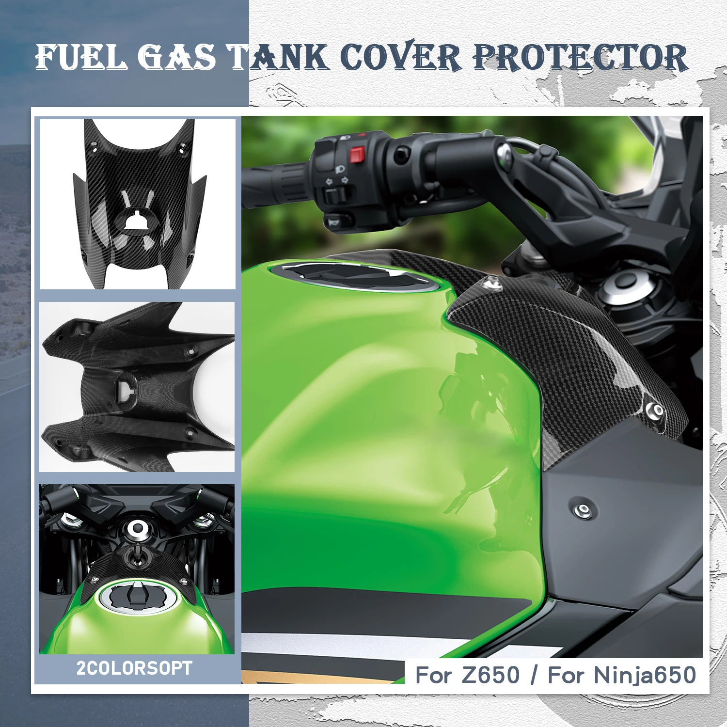 

Z650 Ninja650 2017 2018 2019 2020 Gas Tank Cover Guard Protector Fairing Unpainted Accessories Motorcycle Oil Cowl Kawasaki