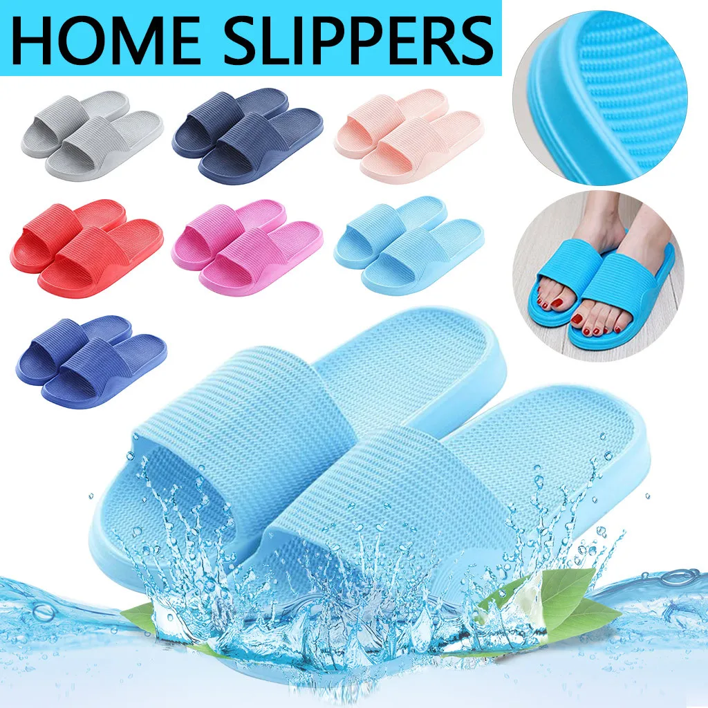 Unisex Casual Couples Home Slippers Bathroom Shower Shoes Non Slip Pool