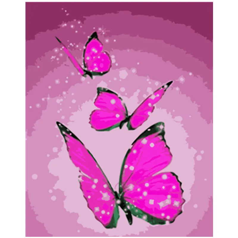 

Painting By Numbers DIY Dropshipping 40x50 60x75cm Three flying butterflies Animal Canvas Wedding Decoration Art picture Gift