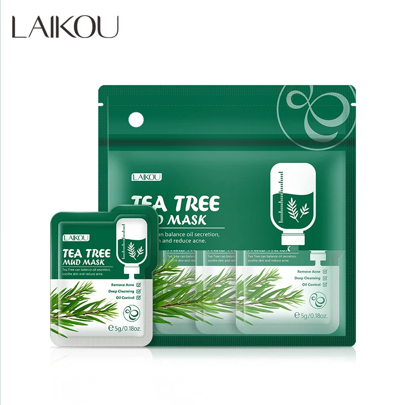 

LAIKOU Tea Tree Clay Mask Remove Against Face Acne Treatment Cream Mask Facial Cleansing Black Dots Blackheads Remover Skin Care