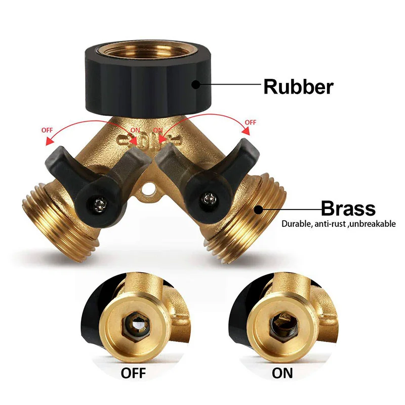 Brass 2/4 Way 3/4" Faucet Water Splitter Y-Type Garden Hose Splitter Watering Ta