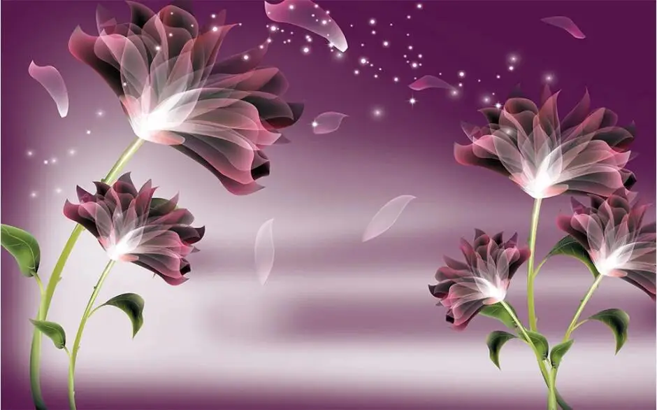 Beibehang papel de parede Custom wallpaper mural fashion home decoration purple flower dream lily lily TV background wallpaper