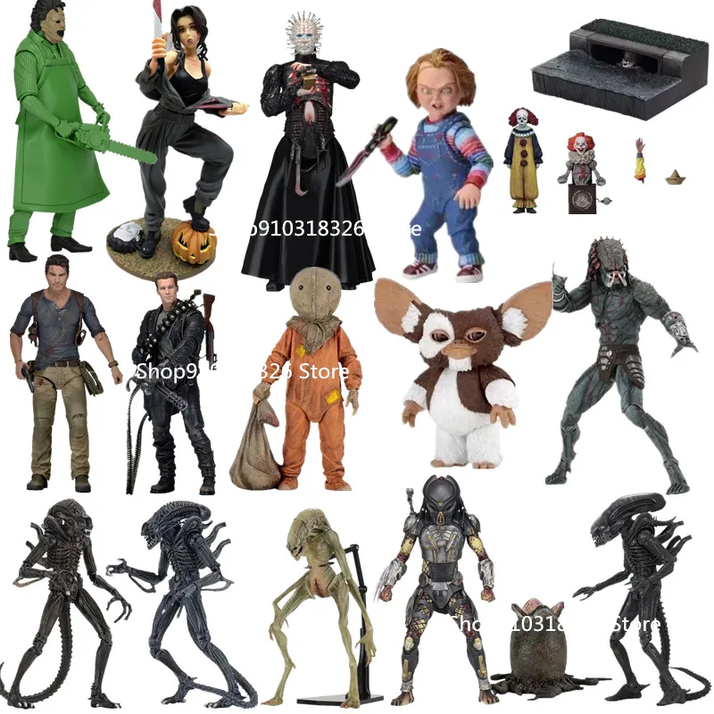 Alien Figure Hellralser Gremlins Michael Myes Predater Trick Treat Chainsaw Model PVC Action Figures Toy Doll kids gift 18cm | Игрушки и