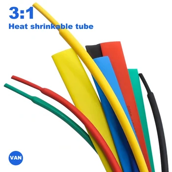 Tubo termo retráctil de doble pared gruesa, 1m-1,6/2,4/3,2/4,8/6,4/7,9/9,5mm pegamento relación 3:1 tubo retráctil adhesivo de envoltura de cables, tubo de encogimiento por calor 2