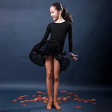 Cheap New Ballroom Ruffle Floral Latin Dance Wear Dress Competition Girl Kids Children Salsa Tango Cha Cha Performance Practice Skirt