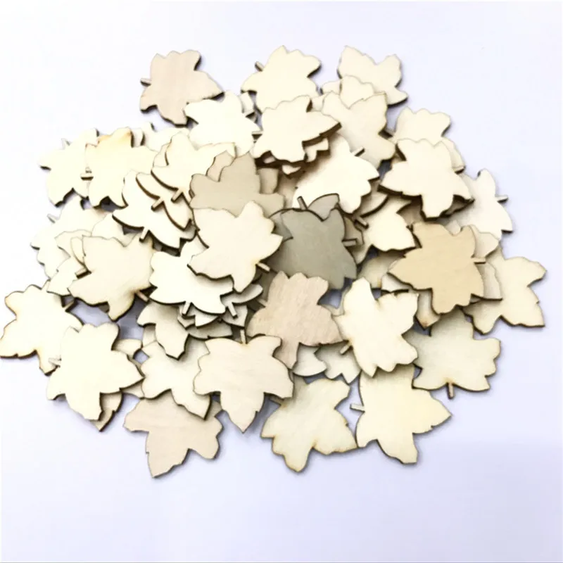 

500PCS Mixed Leaves Pattern Wooden Scrapbooking Art Collection Craft for Handmade Accessory Sewing Wood DIY Crafts 30MM 75MM