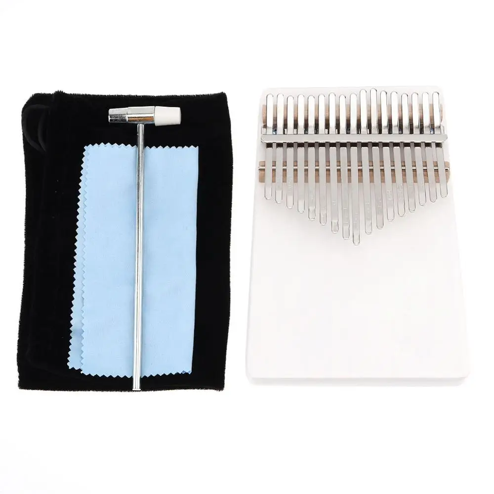 17 Keys Thumb Piano Kalimba Finger Heart Pattern Solid Single Board Pine Mbira Keyboard Musical Instrument with Tuning Hammer