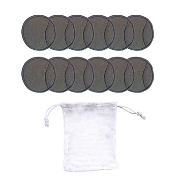 

12 PCs Bamboo Fiber Cosmetics Tool Soft Home Cleaning Portable With Net Bag Makeup Remover Pad Washable Reusable Skin Care Solid