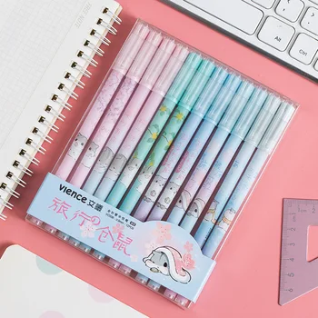

12 pcs/lot Cartoon Hamster Gel Pen Set Cute 0.5mm black ink Signature Pen School Office writing Supplies Promotional Gift