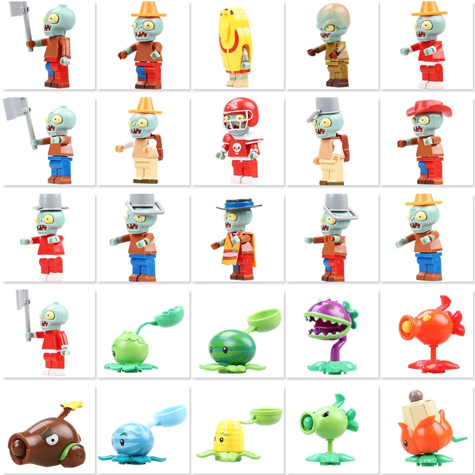 

PVZ Building Blocks Plants vs Zombies Figures Action Character Collection Toys For Children Adults DIY PVZ Peashooter Dolls Game
