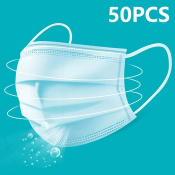

50pcs 3 Layer Disposable Mask Anti Dust Mouth-muffle Face Masks Men Women Anti Fog Face Mouth Masks Breathable Earloops Mask