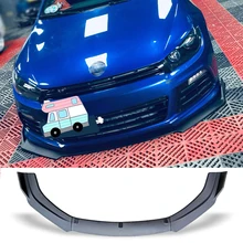 앞 범퍼 스포일러 프로텍터 플레이트 립 바디 키트 탄소 표면 자동차 장식 스트립 턱 삽 vw scirocco r 2009-2015(China)