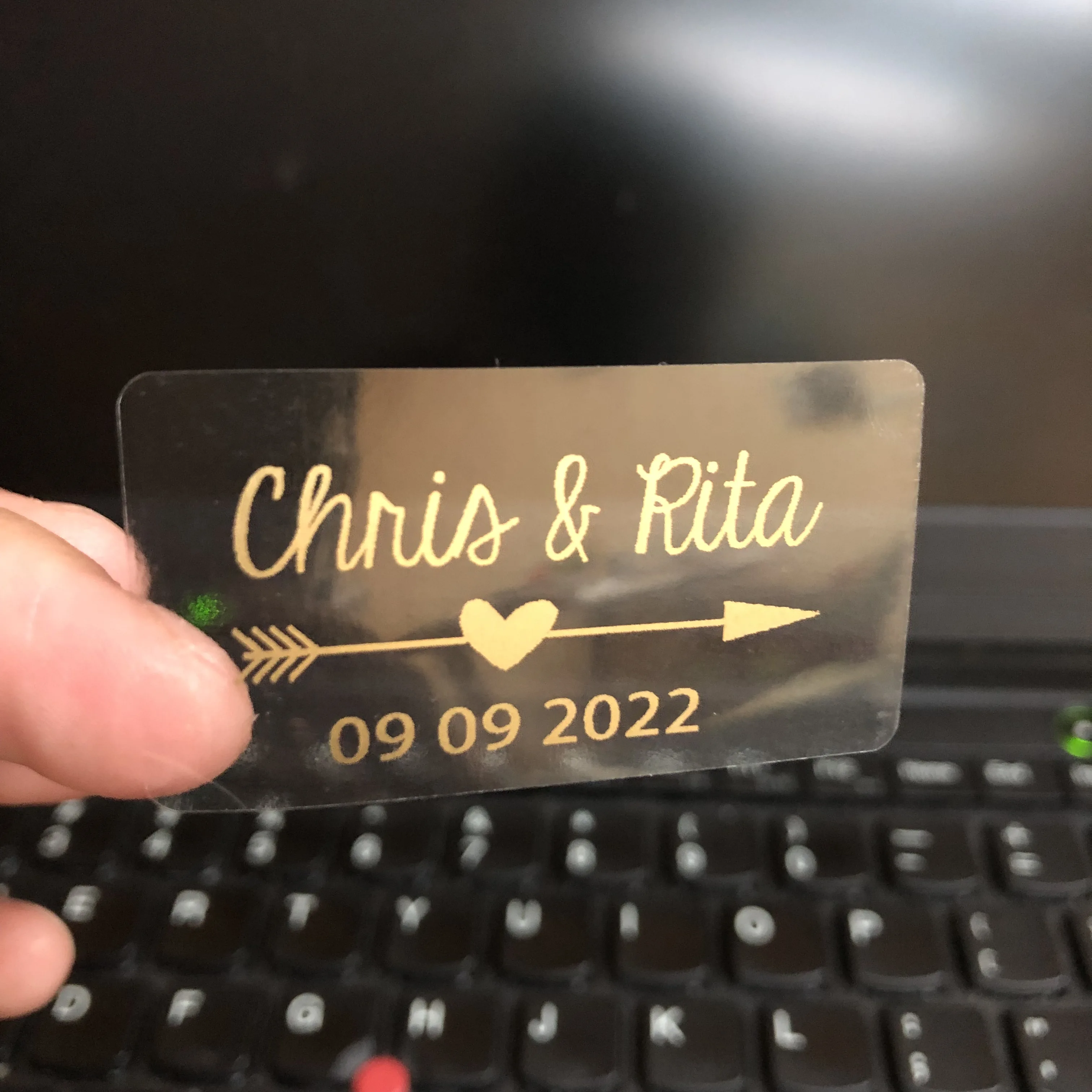 

ABC-100 pcs Gold /Silver /White Custom Transparent Labels,Wedding party Favor Stickers ，handmade Label Clear