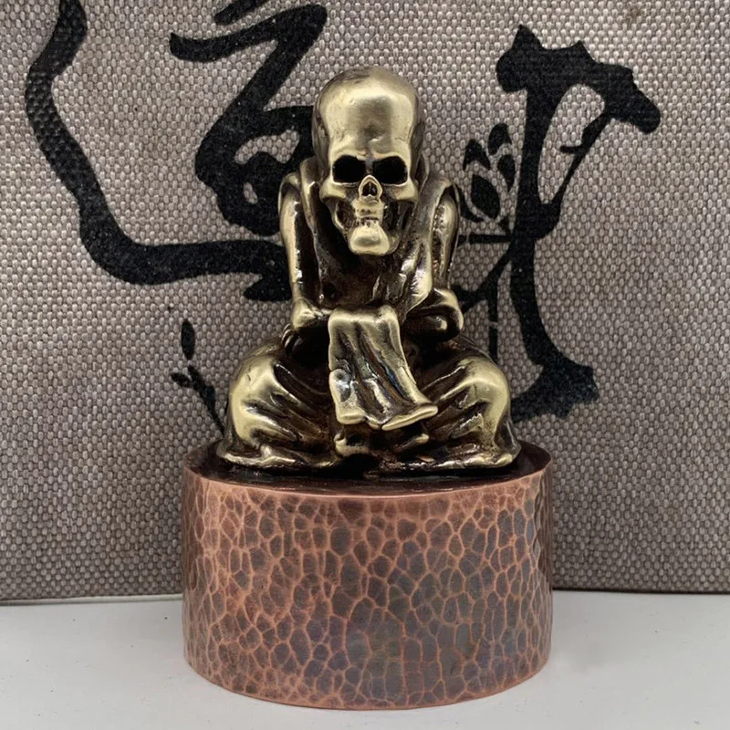 skull buddha statue copper (3)