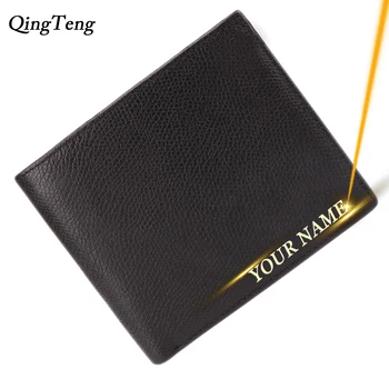 

Customized Engraved Name Men's Wallet Genuine Leather Purse Inscription Male Wallets With Coin Pocket RFID Business Card Holder