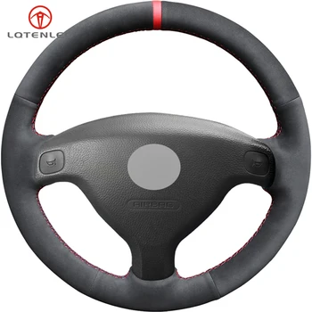 

LQTENLEO Black Suede Hand-stitched Car Steering Wheel Cover For Opel Astra G 1998-2007 Zafira A 1999-2005 Chevrolet Sail 2003