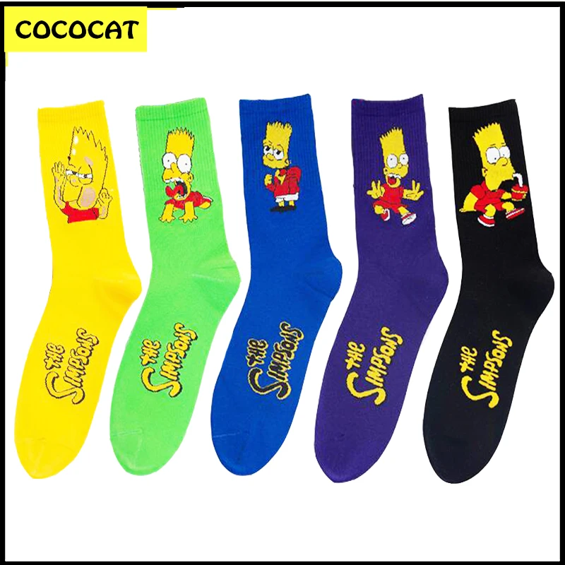 

COCOCAT New Simpsons Christmas Halloween Socks Men and Women Pure Cotton Crew Socks Street Hip Hop Harajuku Pop Socket