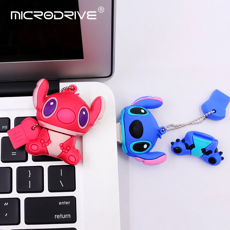 Настоящий мультяшный USB флеш-накопитель Lilo& Stitch, 4 ГБ, 8 ГБ, 16 ГБ, 32 ГБ, 64 ГБ, 128 ГБ, флеш-накопитель, usb флеш-накопитель, милая флеш-карта памяти, u-диск