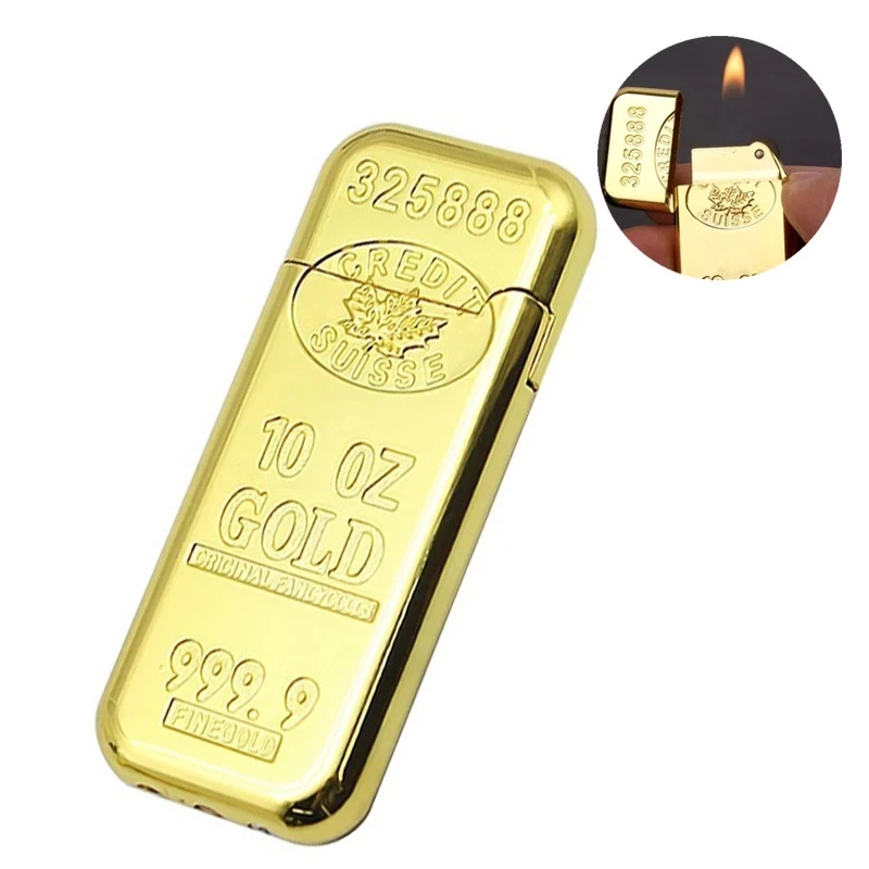 

Creative Metal Gold Brick Torch Lighter Multipurpose Cool Refillable Candle Butane Gas Lighters Free Fire Smoking Accessories