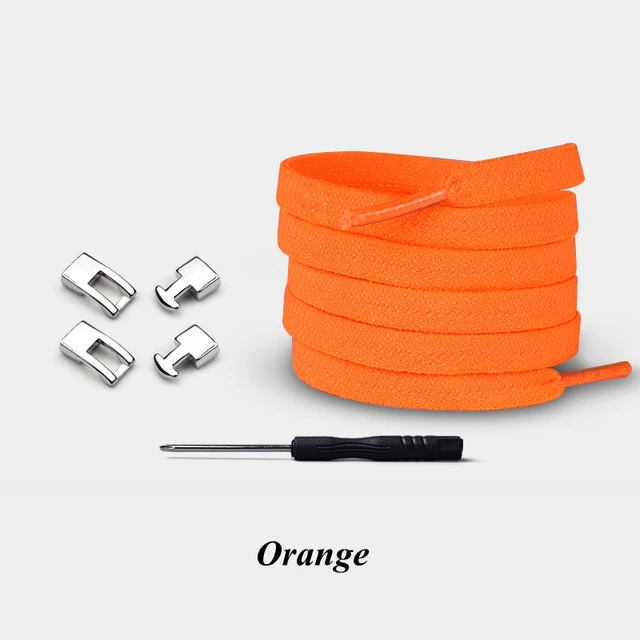 Elastic Cross buckle ShoeLaces New 1 Second Quick No Tie Shoe laces Kids Adult Unisex Sneakers Shoelace Lazy Laces Strings Orange