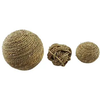 

3Pcs Pet Gnawing Toy Rattan Foam Ball Straw Woven for Bird Parrot Rabbit Bunny Guinea Pigs Gerbils Hamster