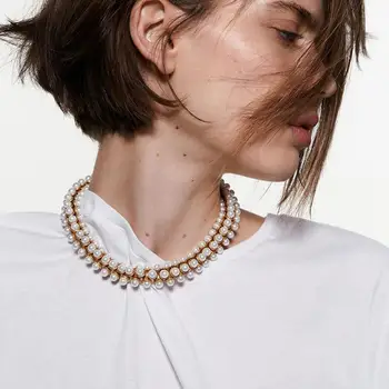 

Dvacaman ZA Trendy Vintage Simulated Pearl Chokers Handmade Beads Chain Statement Necklace Maxi Jewelry Wholesale Dropshipping