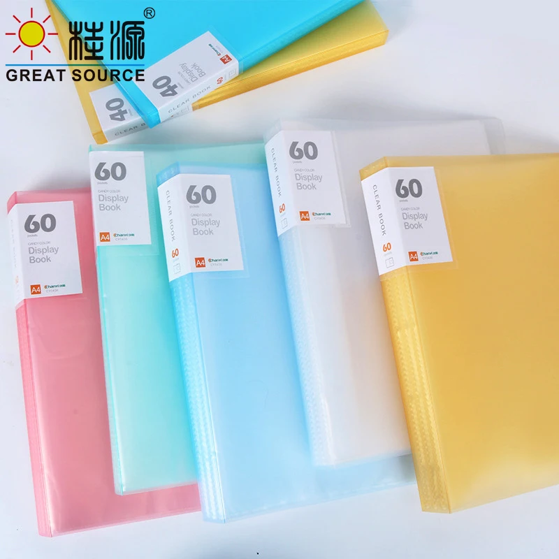 

A4 PP Presentation Book Display Book Project Folder 20 Transparent Pockets Fancy Candy Color 1PC