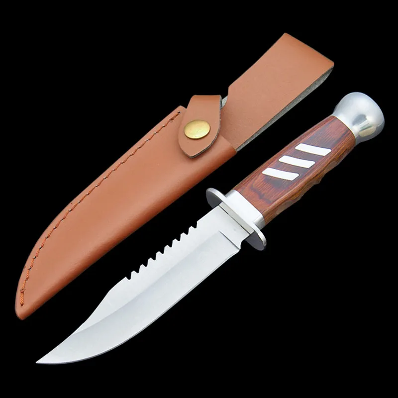 C (Leather Sheath) Mengoing кемпинг тактический нож 57HRC твердость стали охотничьи ножи выживания с фиксированным лезвием необходимый инструмент жесткий, крепкий - Цвет: C (Leather Sheath)