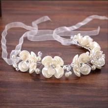 Свадебный головной убор, белый пластиковый цветок, свадебные волосы с гирляндой, аксессуары для платья, свадебная повязка для волос, аксессуары