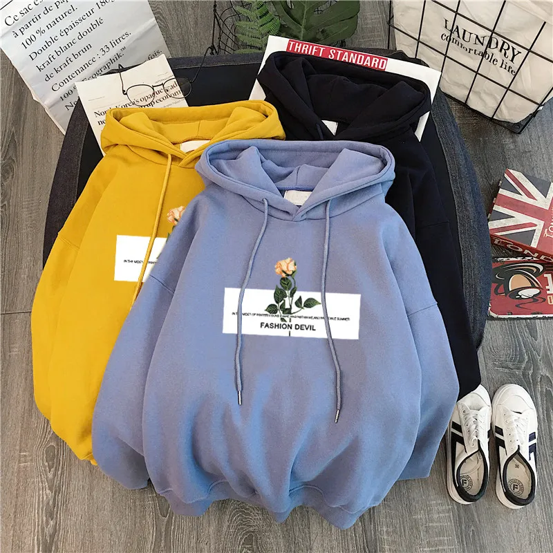 

Thicken Woman Hoodies Print Casual Women Hoodie Pullover Tops Long Sleeve Women's Hooded Harajuku Pullovers Tops Women Clothing