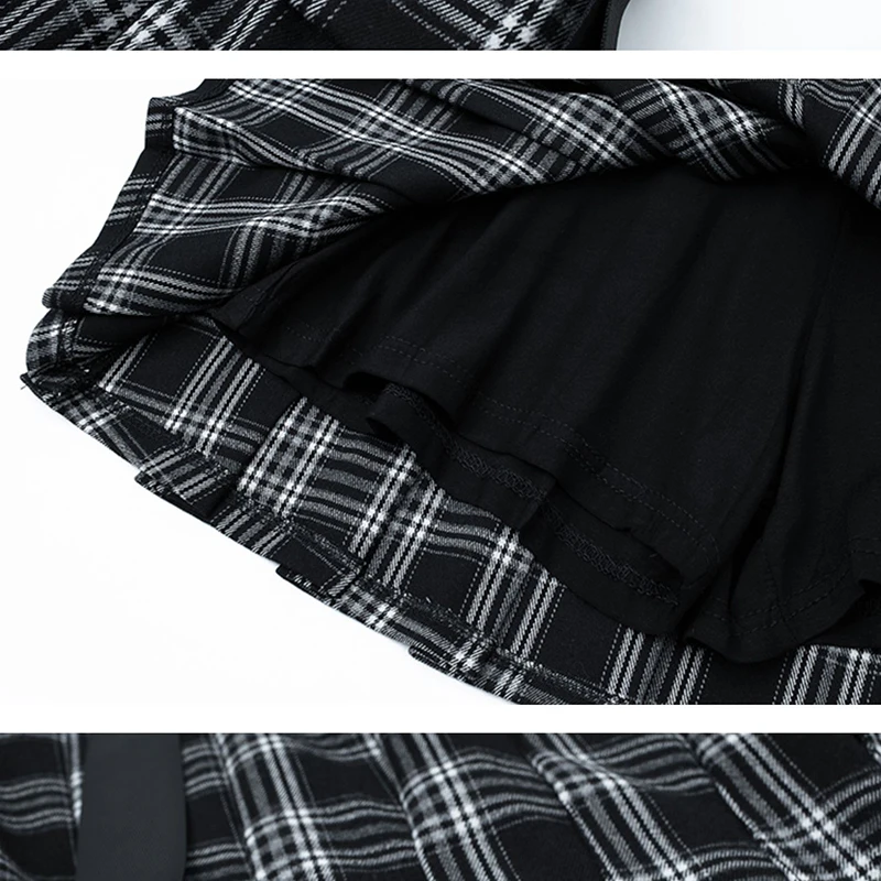 [EAM] High Waist Black Plaid Printed Buckle Temperament Half-body Skirt Women Fashion Tide New Spring Summer 2020 1X535