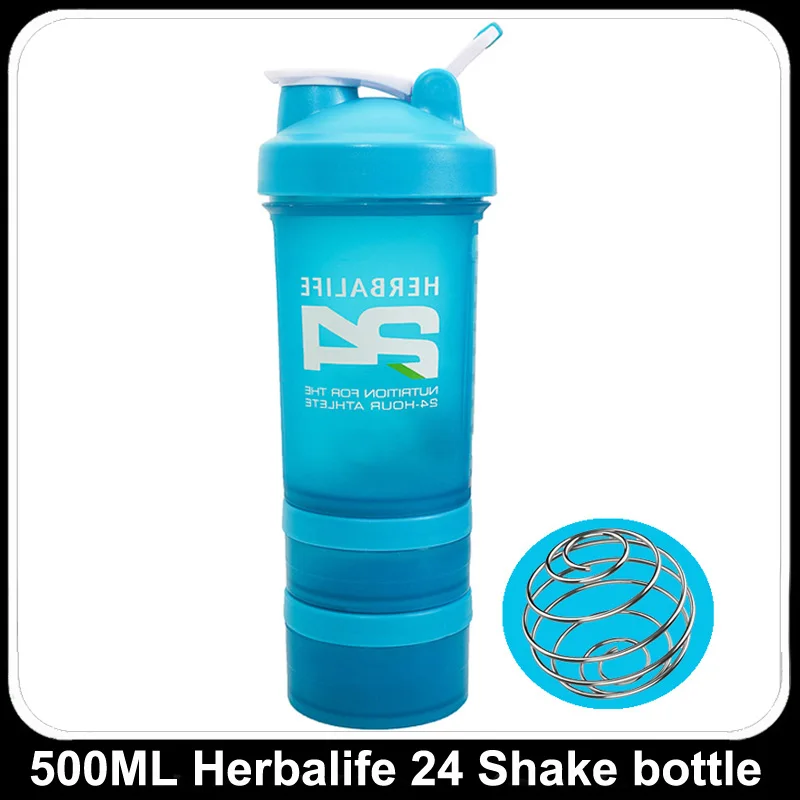 500ml 2 6 Цвет с фабрики 500 мл 600 мл флакон Гербалайф питание для молочных коктейлей с активного отдыха на открытом воздухе, бутылка для воды из нержавеющей мяч спортивные 3 слоя бутылка - Цвет: 500ml 2