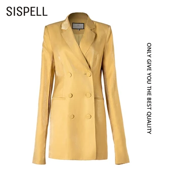 

SISPELL Hollow Out Women's Blazer Dress Lapel Collar Long Sleeve High Waist With Belt Slimming For Feame Elegant Dress 2020
