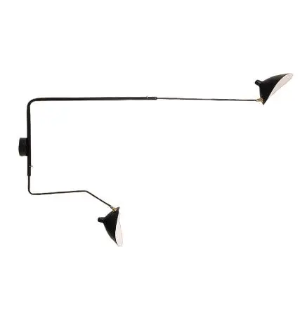 Минималистичный современный скандинавский настенный светильник с переключателем, регулируемый дизайн, Гибкая длинная рука, искусство, внутреннее освещение для спальни - Цвет абажура: Double head no bulbs